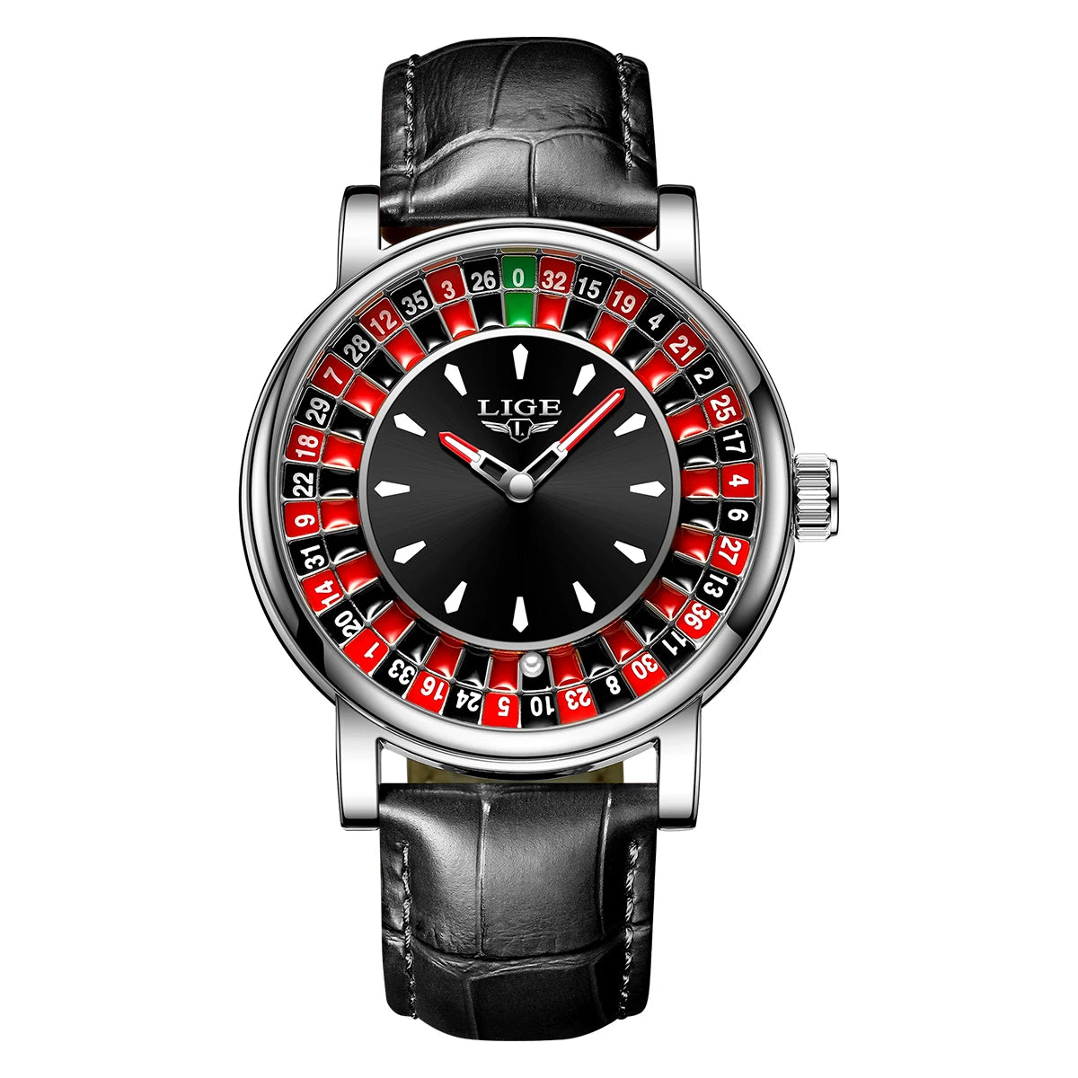 LIGE Fashion Brown Leather Watch Men