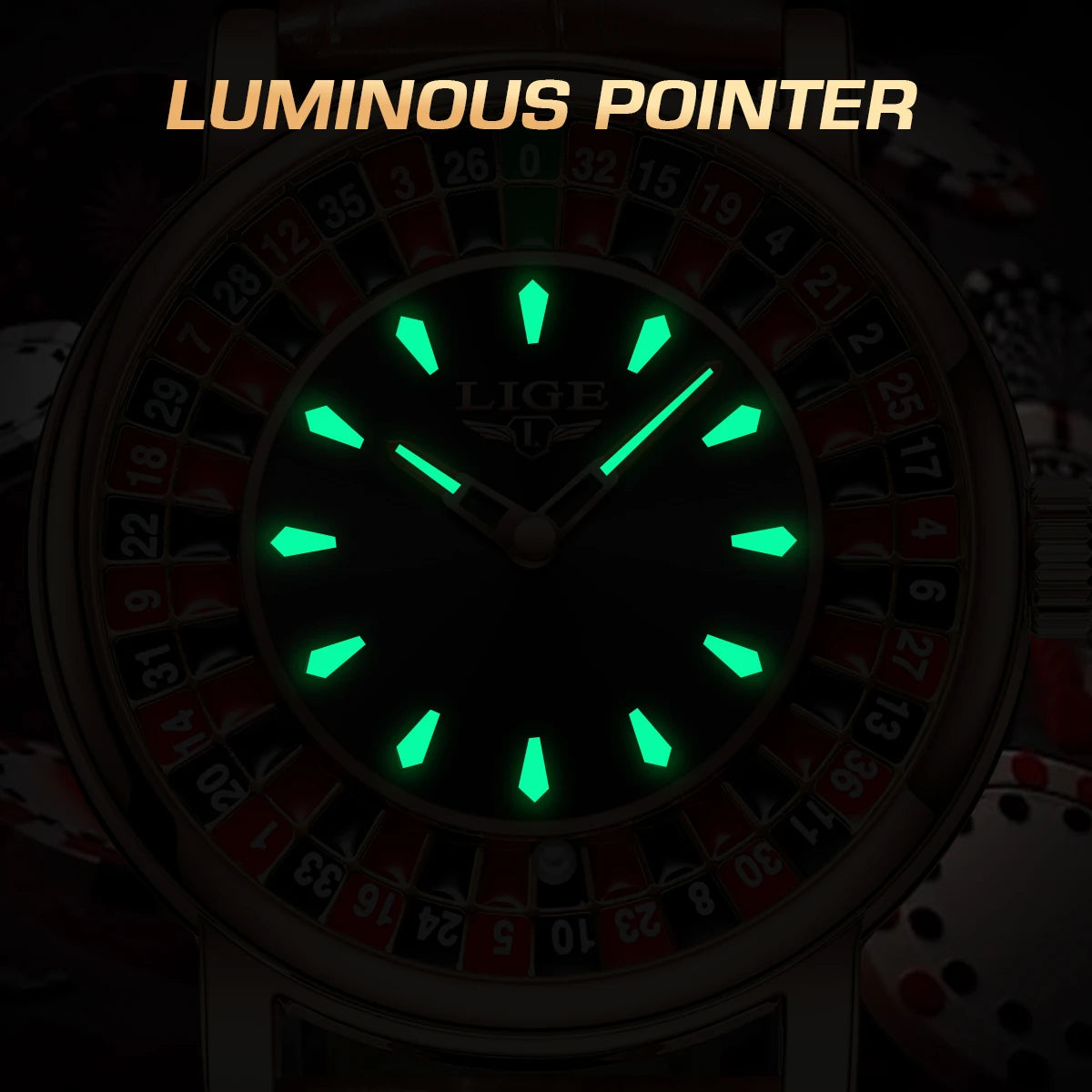 LIGE Fashion Brown Leather Watch Men