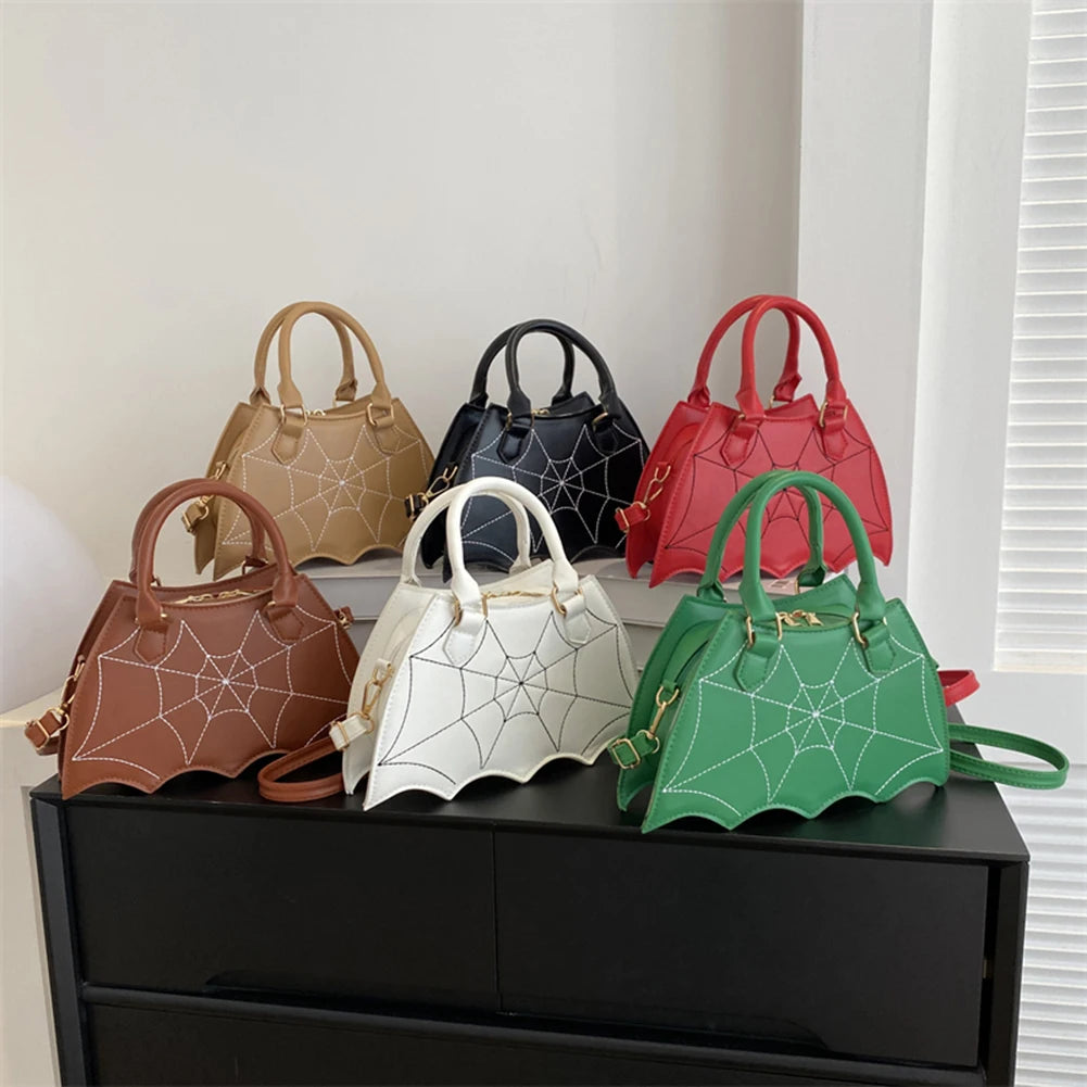 Women Small Shoulder Bag Bat Wing Ladies Top-handle Bags Creative Chic PU Leather Halloween Props Outdoor Shopping Bags