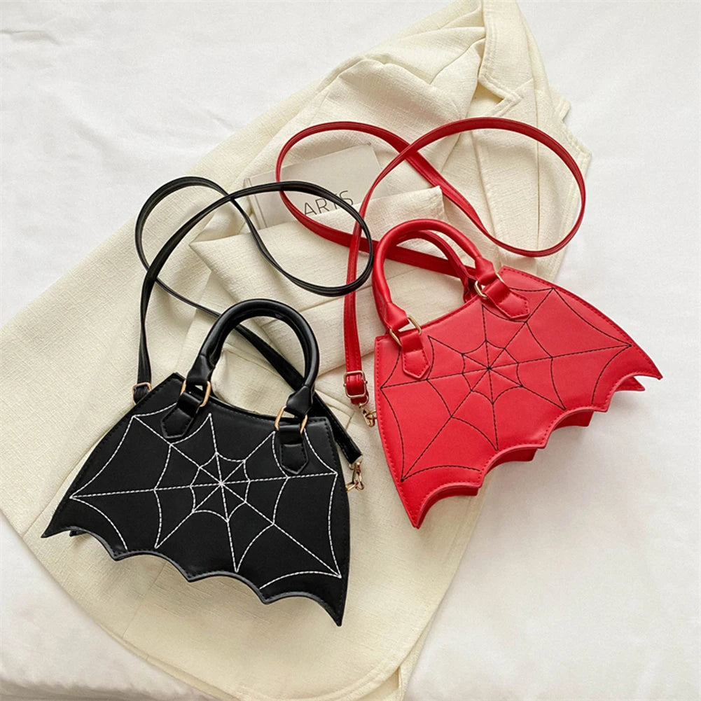 Women Small Shoulder Bag Bat Wing Ladies Top-handle Bags Creative Chic PU Leather Halloween Props Outdoor Shopping Bags