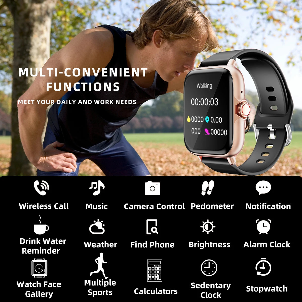 Smart Watch with Message Answer Call Sleep Monitoring Sports Pedometer Information Alerts For iPhone Android