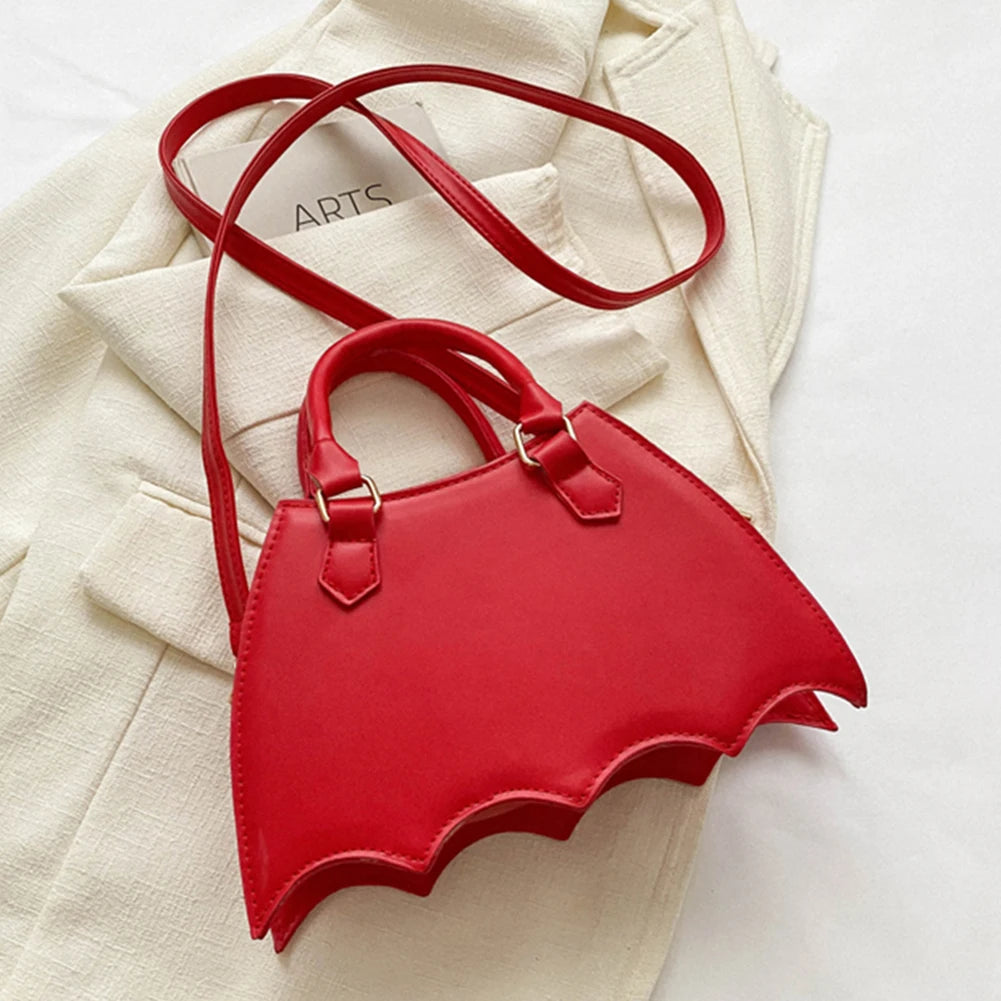 Women Small Shoulder Bag Bat Wing Ladies Top-handle Bags Creative Chic PU Leather Halloween Props Outdoor Shopping Bags