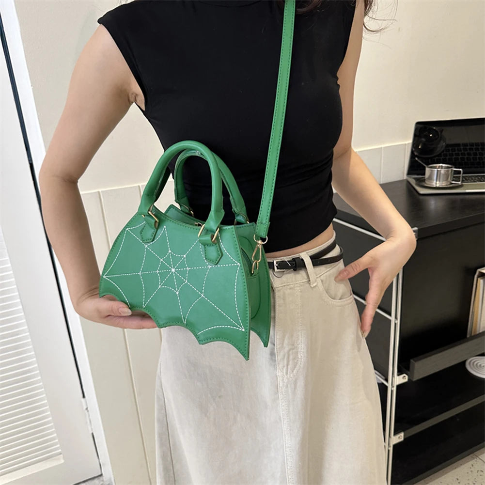 Women Small Shoulder Bag Bat Wing Ladies Top-handle Bags Creative Chic PU Leather Halloween Props Outdoor Shopping Bags